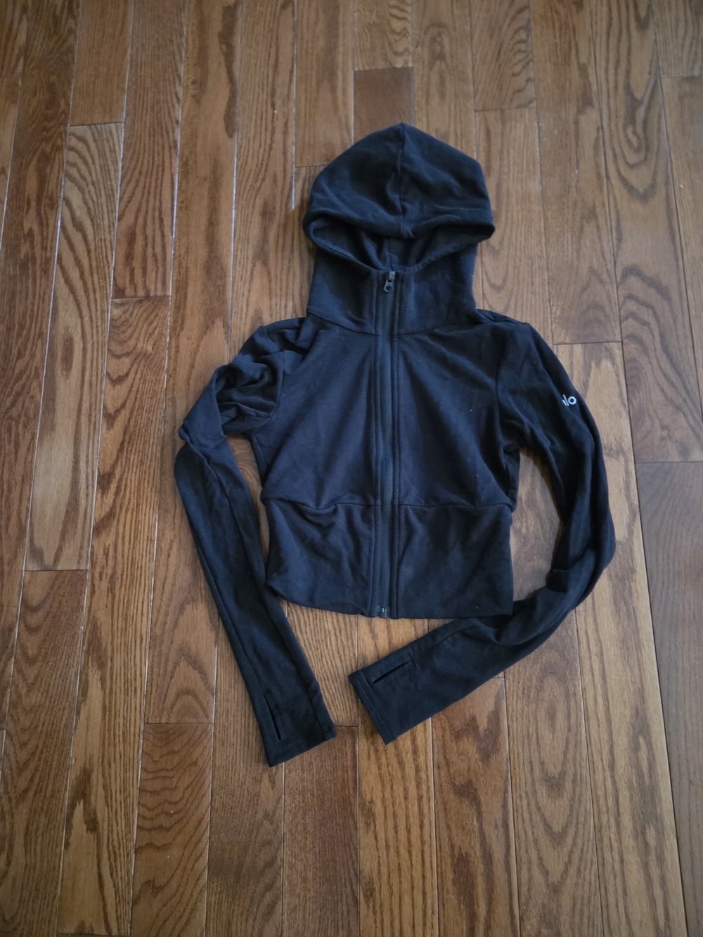 ALO Yoga Black Hooded Zip-Up Jacket